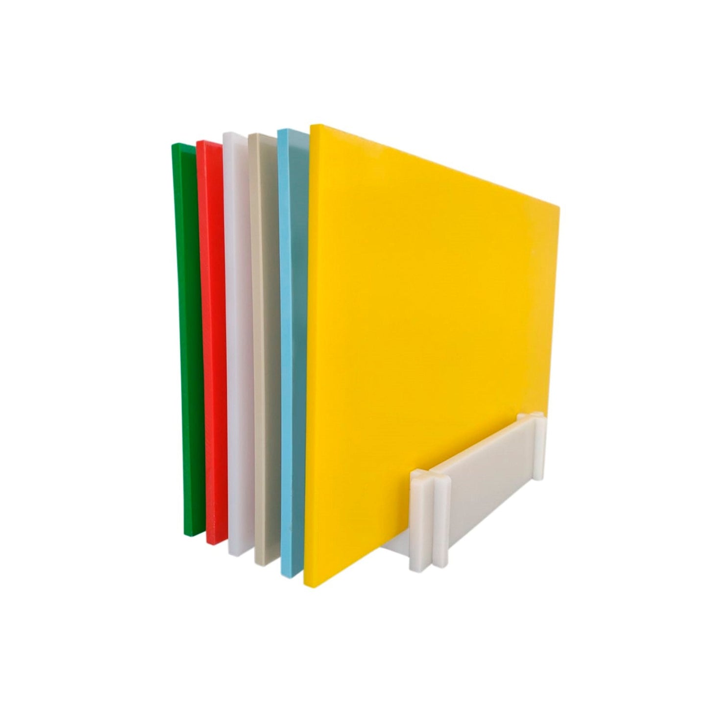 KIT DE 6 TÁBUAS DE CORTE LISAS - CORES ANVISA - 10mm X 30cm X 50cm - C/ SUPORTE - D5 Comércio