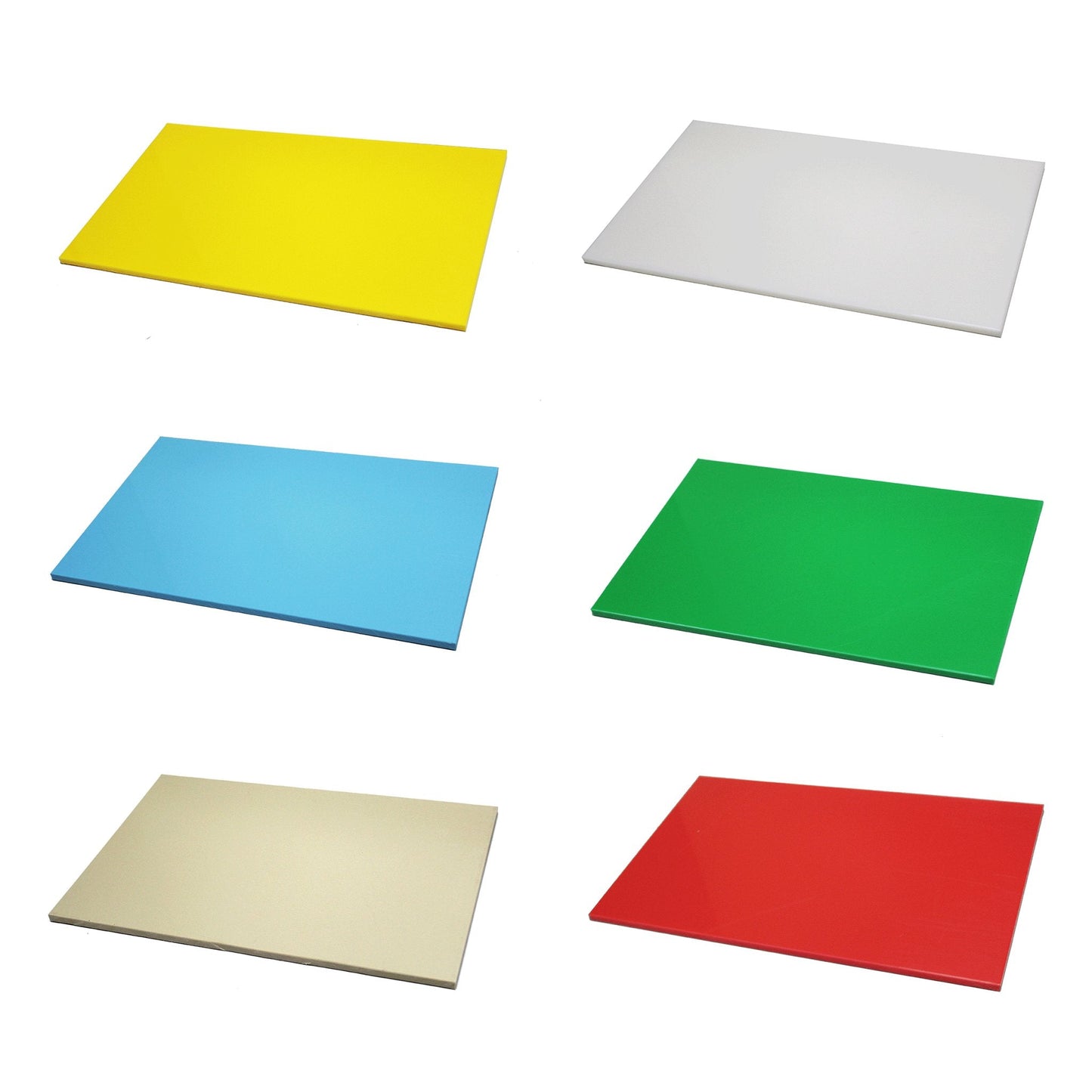KIT DE 6 TÁBUAS DE CORTE LISAS - CORES ANVISA - 10mm X 30cm X 50cm - C/ SUPORTE - D5 Comércio