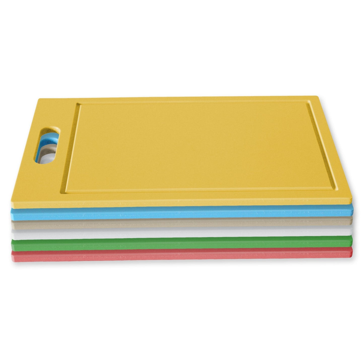 KIT DE 6 TÁBUAS DE CORTE MINI GOURMET - CORES ANVISA - 10mm X 24cm X 39cm - C/ SUPORTE - D5 Comércio