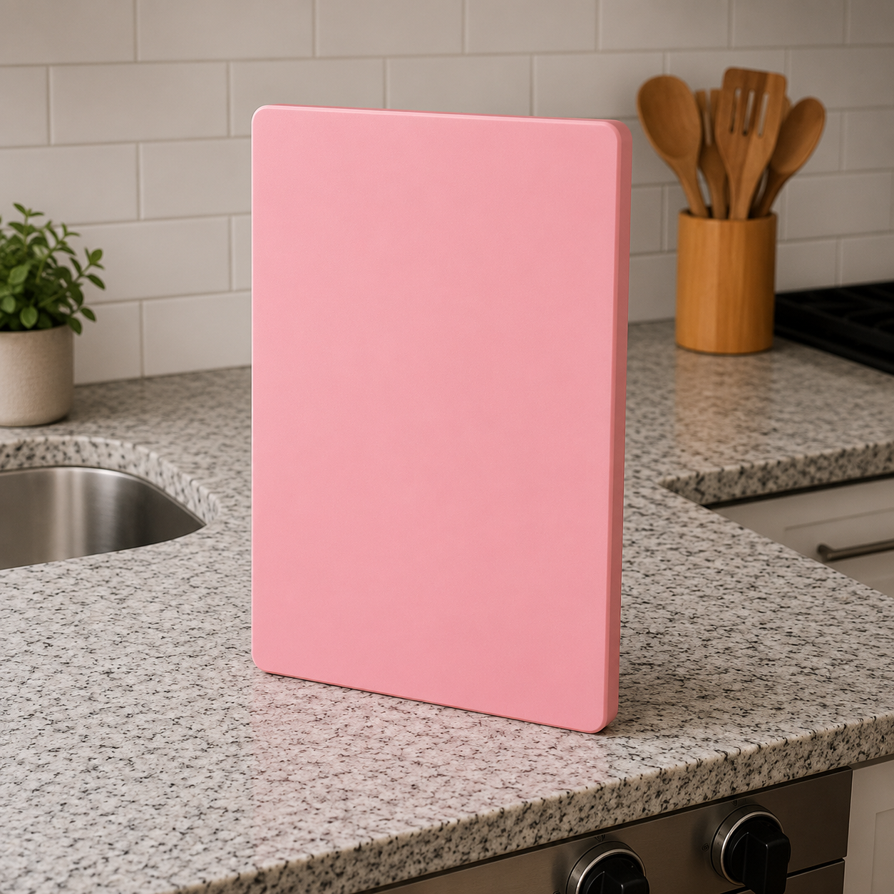 Tábua Pequena Para Corte Rosa Cozinha Confeitaria De Polietileno Lisa 7mm x 20x30cm