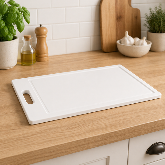 TÁBUA DE CORTE PARA CHURRASCO EM PEAD 50X30 PROFISSIONAL - BRANCO