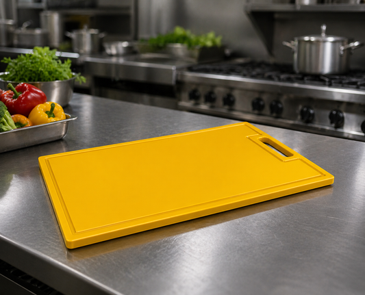 TÁBUA DE CORTE PARA CHURRASCO EM PEAD 50X30 PROFISSIONAL - AMARELO